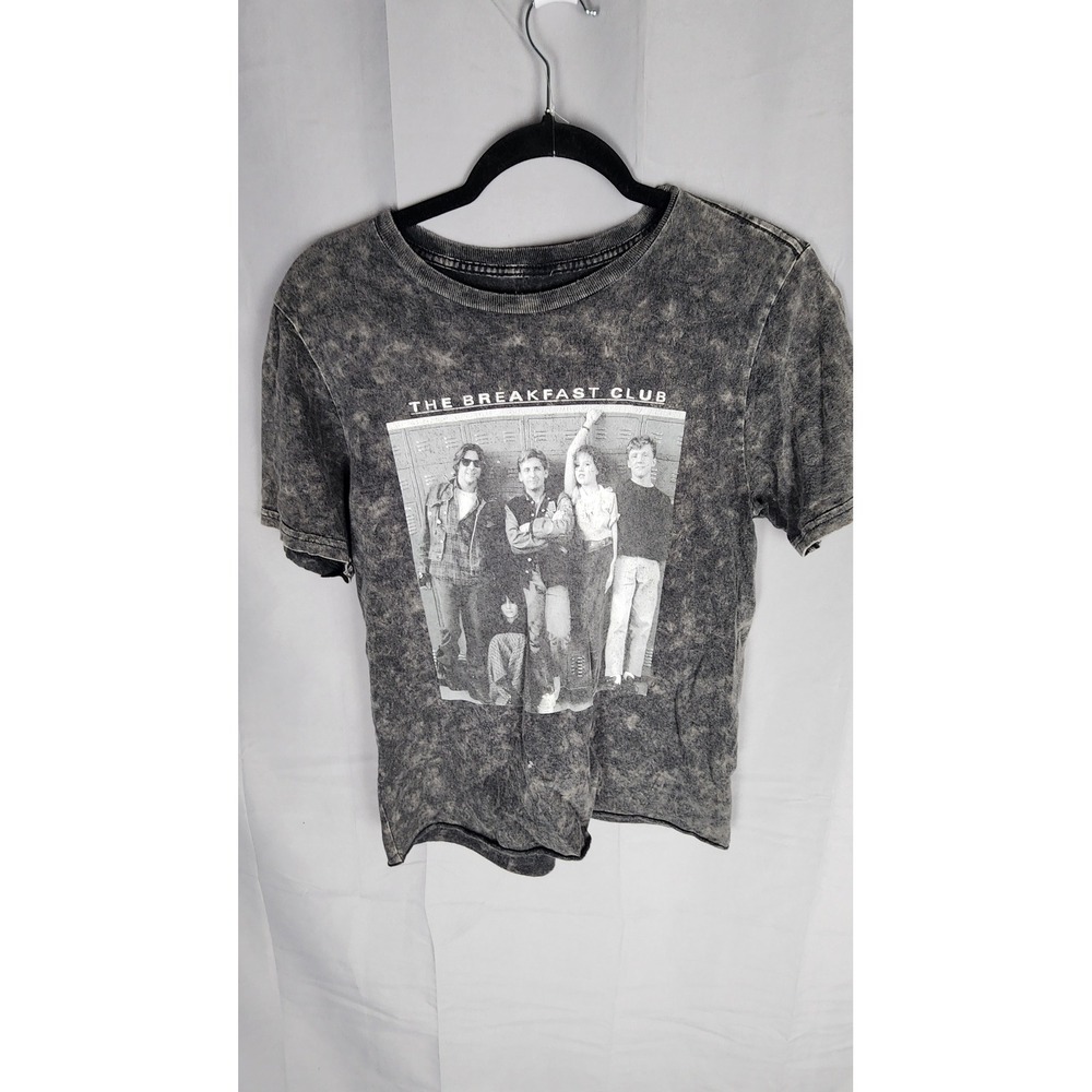 The Breakfast Club Graphic T-Shirt Small Gray Mineral Wash 80s Movie Raw Hem Tee